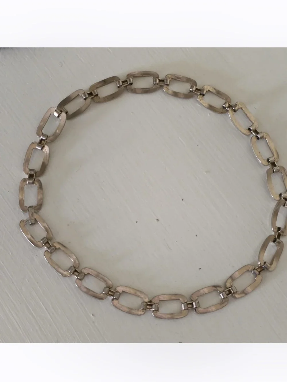 Vintage Coro Choker Necklace Silver Tone Modernist Statement Chunky Links